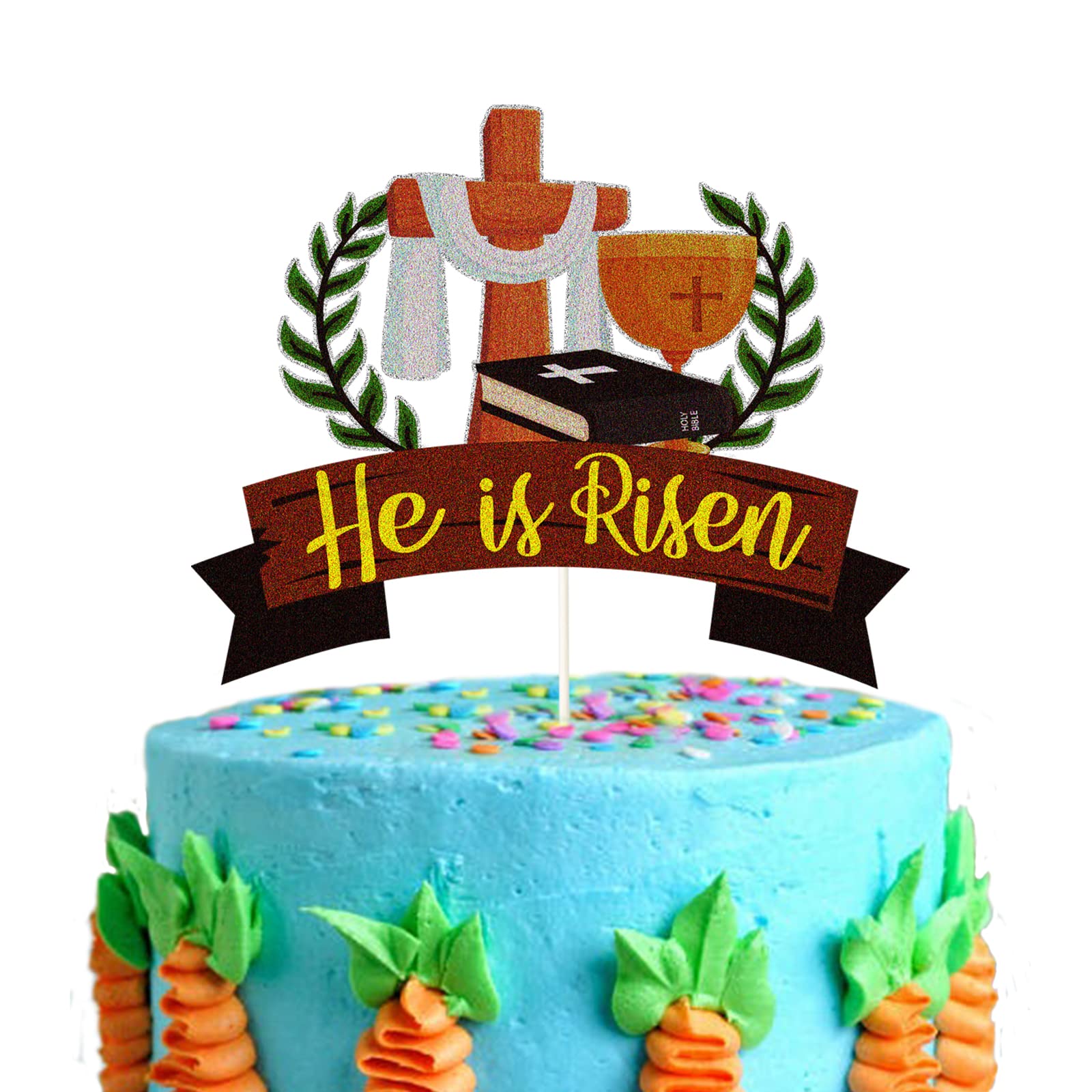 Jesus Easter Cake Topper - He is Risen Religious Cake Decor - Easter Party Supplies for Church Celebrations & Holiday Decorations - Perfect for Easter Sunday Desserts & Christian Holiday Gatherings