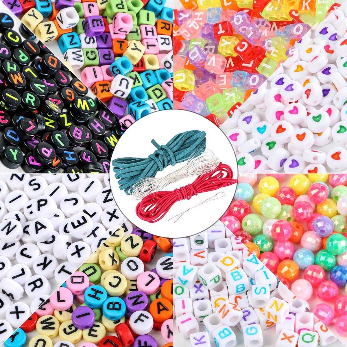 1300-Piece A-Z Alphabet Letter Beads Kit - 11 Styles Colorful Acrylic Beads for Jewelry Making, DIY Crafts, Name Bracelets - Perfect for Kids Crafts, Friendship Bracelets & Personalized Gifts