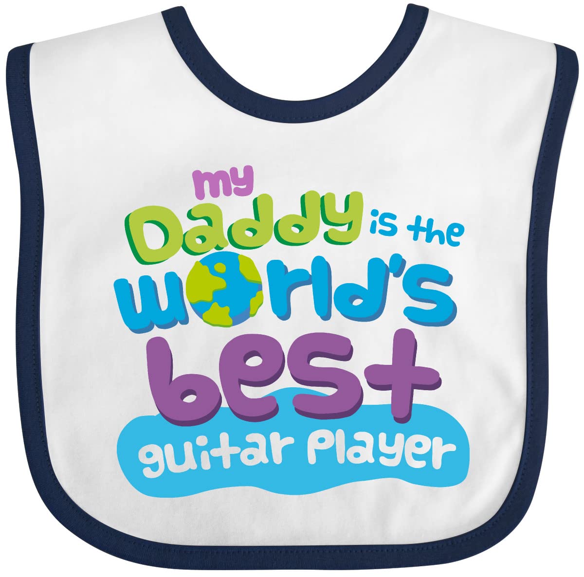 Inktastic Guitar Player Dad - World's Best Baby Bib - Soft & Absorbent for Messy Eaters - Perfect Gift for Music Loving Parents - Use During Feeding, Playtime & Photo Shoots