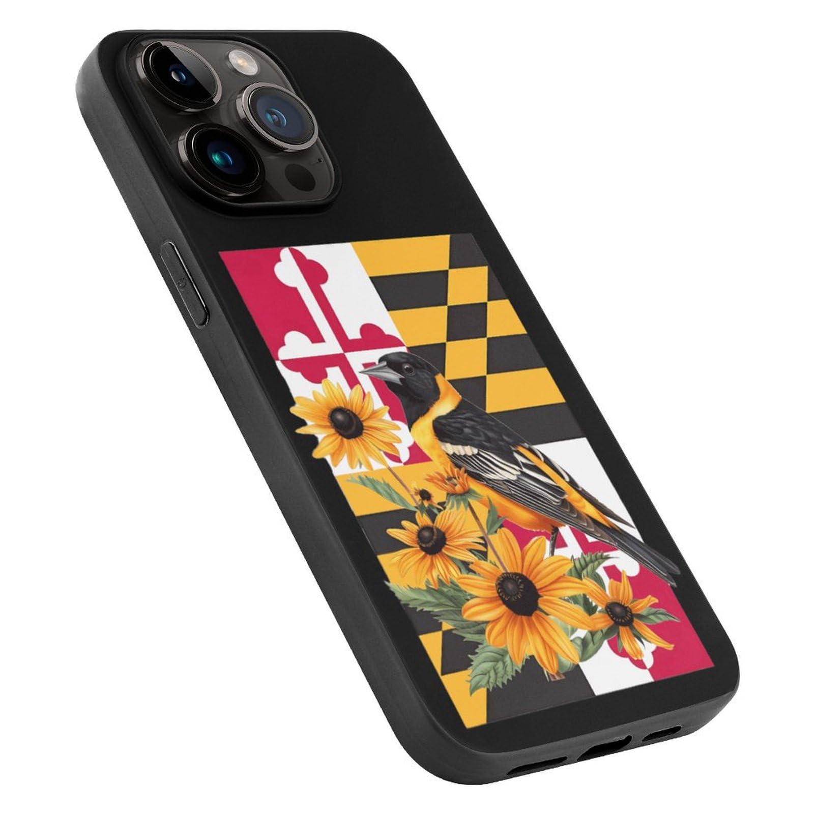 Maryland State Flag & Baltimore Oriole Bird Design Slim Shockproof iPhone 14 Case - Protective Phone Cover for iPhone 14/14 Plus/14 Pro/14 Pro Max - Perfect for Outdoor Activities & Travel