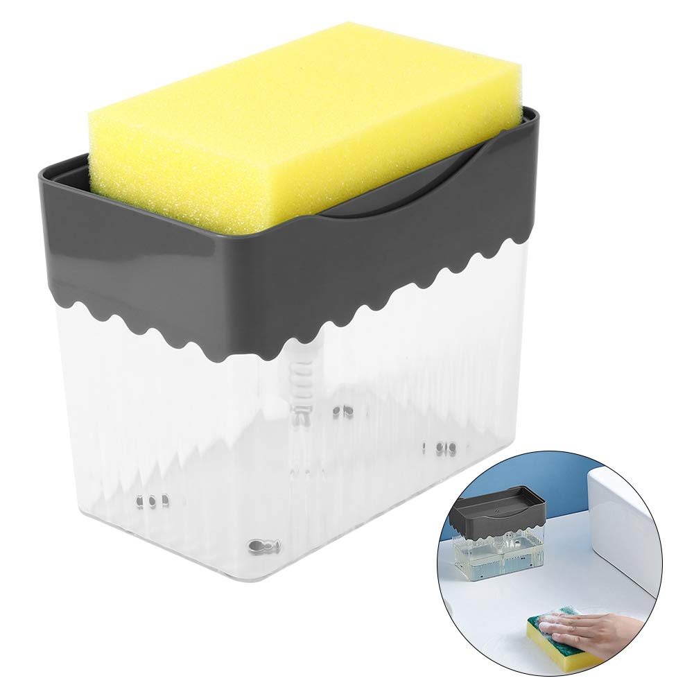 EVTSCAN Automatic Dish Soap Dispenser with Sponge Holder - Kitchen Sink Organizer for Washing Dishes, Utensils & Cookware
