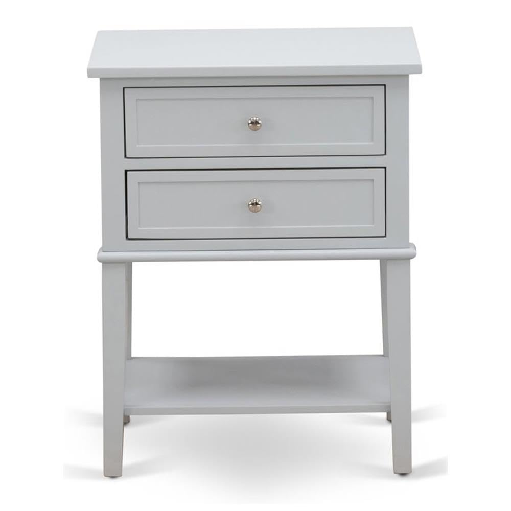 East West Furniture Valencia Rectangle Nightstand with 2 Drawers - 16x22 Inch Urban Gray Side Table for Bedroom | Modern Bedside Storage Solution for Small Spaces & Apartment Living