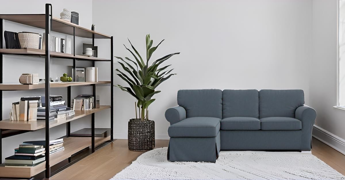 Custom IKEA Ektorp 2-Seat Loveseat & Chaise Lounge Slipcover Replacement - Titanium Grey | Perfect for Sofa Protection & Home Decor Upgrade | Fits Ektorp Sectional 3-Seat Sofa