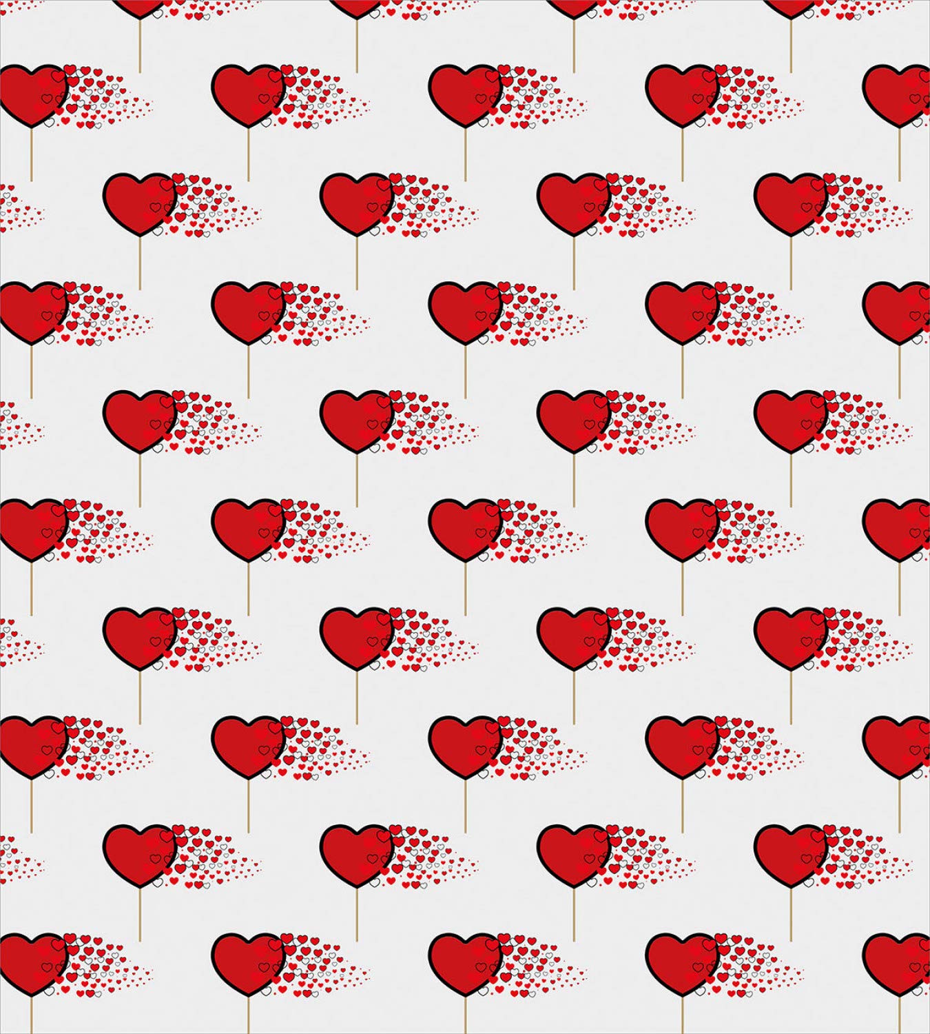 Ambesonne Valentine's Day Duvet Cover Set - Abstract Hearts & Lollipops Romantic Design, 3-Piece Queen Size Bedding Set with 2 Pillow Shams, Vermilion Pearl - Perfect for Couples Bedroom, Anniversary Gift & Romantic Decor