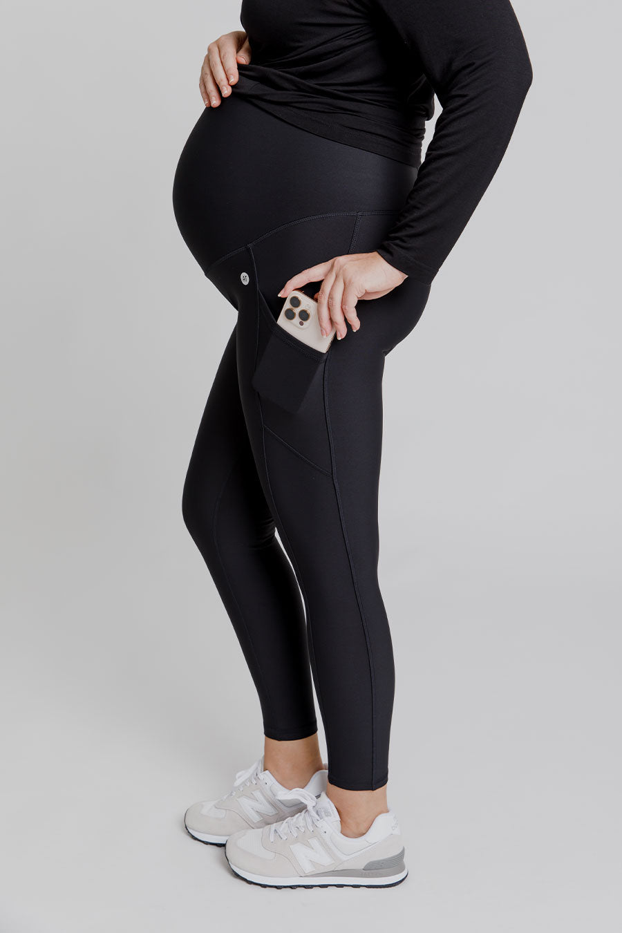 Thermal Maternity Leggings with Pockets - Black | Warm Winter Pregnancy Pants for Comfort & Style | Perfect for Work, Yoga & Everyday Wear