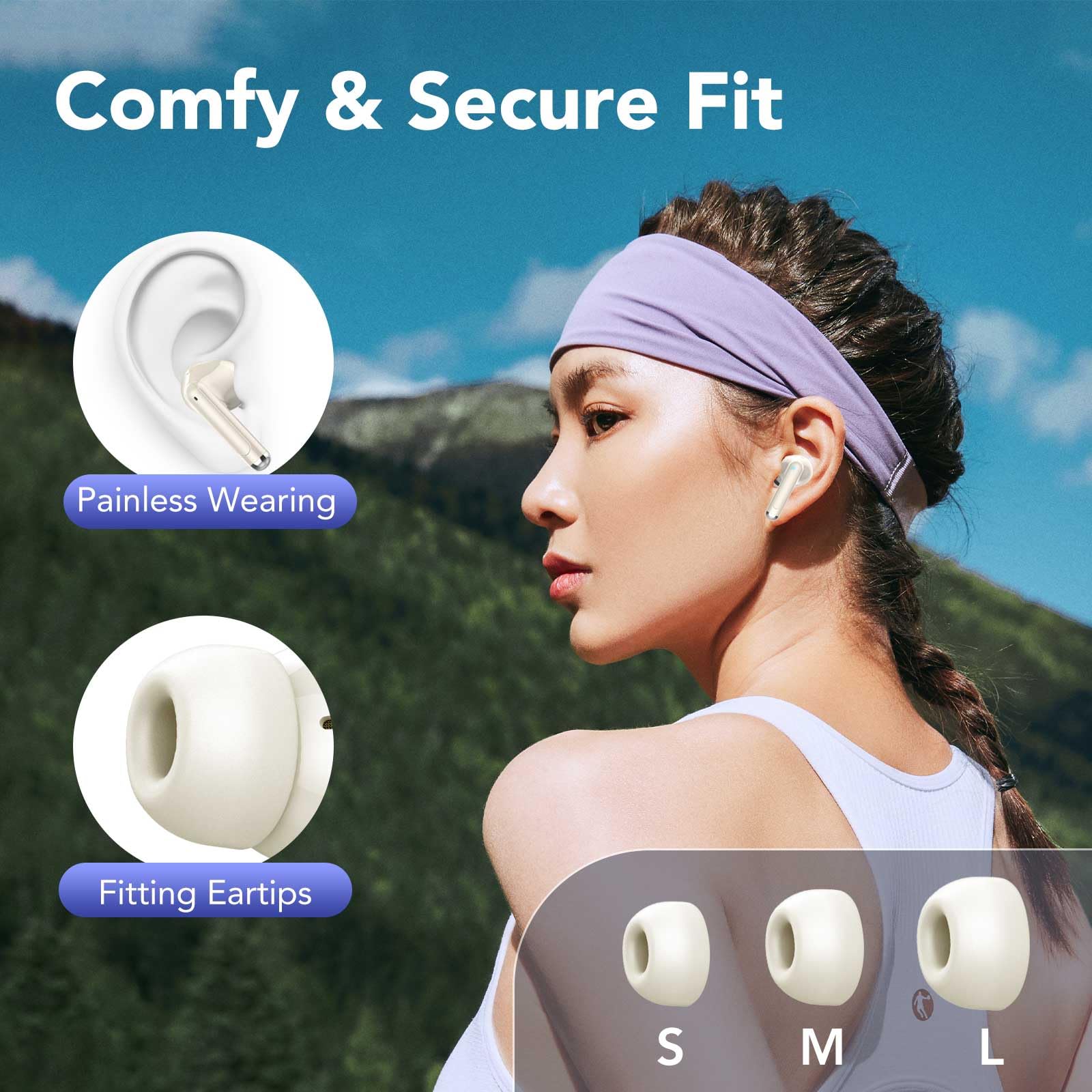 Wireless Earbuds Bluetooth 5.3 with 4 ENC Noise Cancelling Mic - 40H Playtime IP7 Waterproof In-Ear Headphones with Touch Control & USB-C Charging - Perfect for Gym, Running, Travel & Work Calls