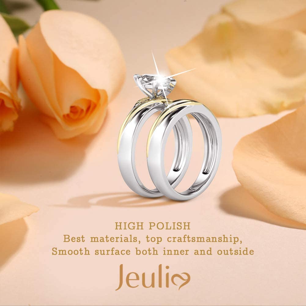Jeulia 925 Sterling Silver Wedding & Engagement Rings for Women - 1.6ct Main Stone + 0.32ct Side Stones, Bridal Set, Promise & Anniversary Rings | Perfect for Proposals, Vow Renewals & Special Occasions