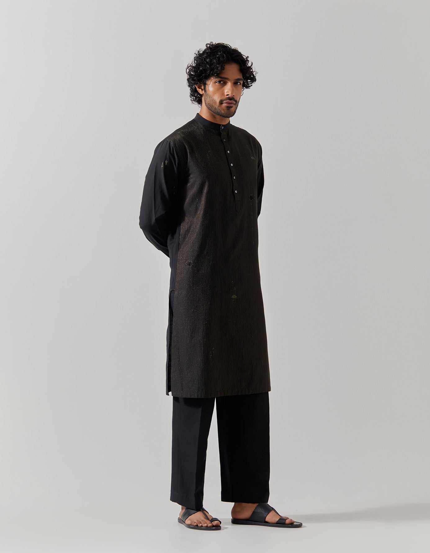 Premium Black Cotton Silk Kurta for Men - Traditional Indian Attire for Festivals, Weddings & Special Occasions