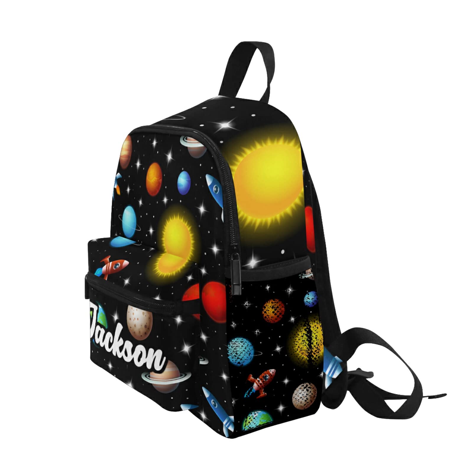 Custom Galaxy Planets Space Backpack for Kids - Personalized with Name/Text, Adjustable Chest Strap - Preschool & Toddler Backpack for Boys & Girls - Perfect for School, Daycare, Travel & Outdoor Adventures