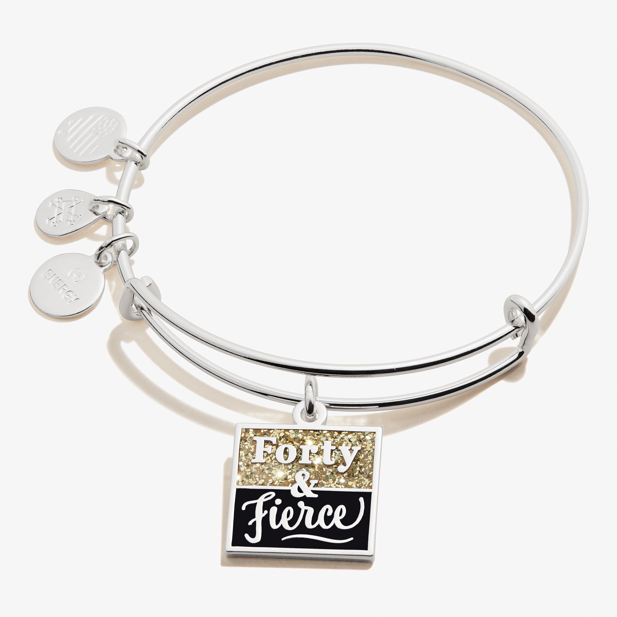 Forty & Fierce Charm Bangle - Elegant Sterling Silver Bracelet for Women - Perfect Birthday Gift for Her, Anniversary Present, or Self-Treat - Ideal for Parties, Date Nights & Special Occasions