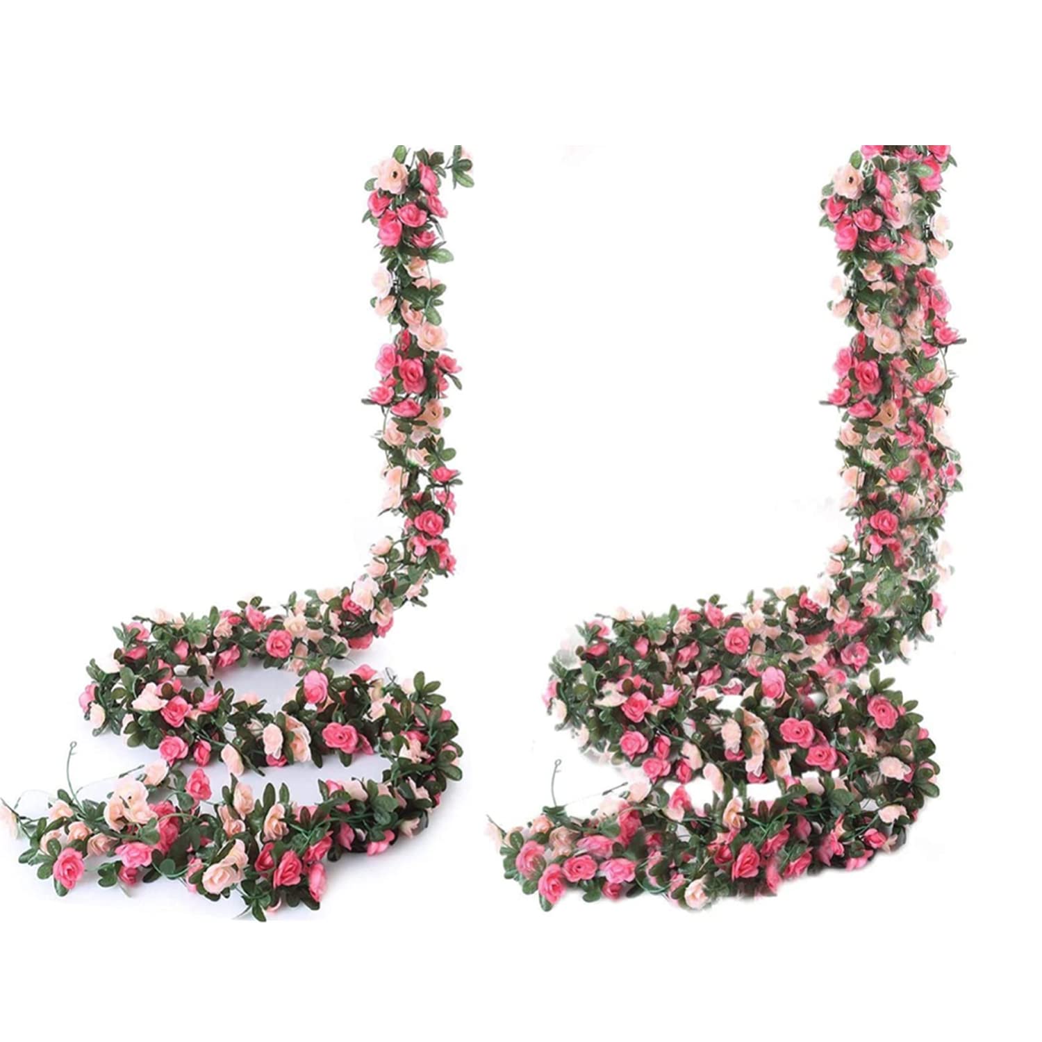Miracliy 5 Pack 41 FT Artificial Rose Vine Flowers - Fake Hanging Roses Garland for Wedding, Home, Garden, Party Decor (9 Pcs/73.8 FT) - Perfect for Indoor & Outdoor Decoration, Wall Decor, and Event Centerpieces