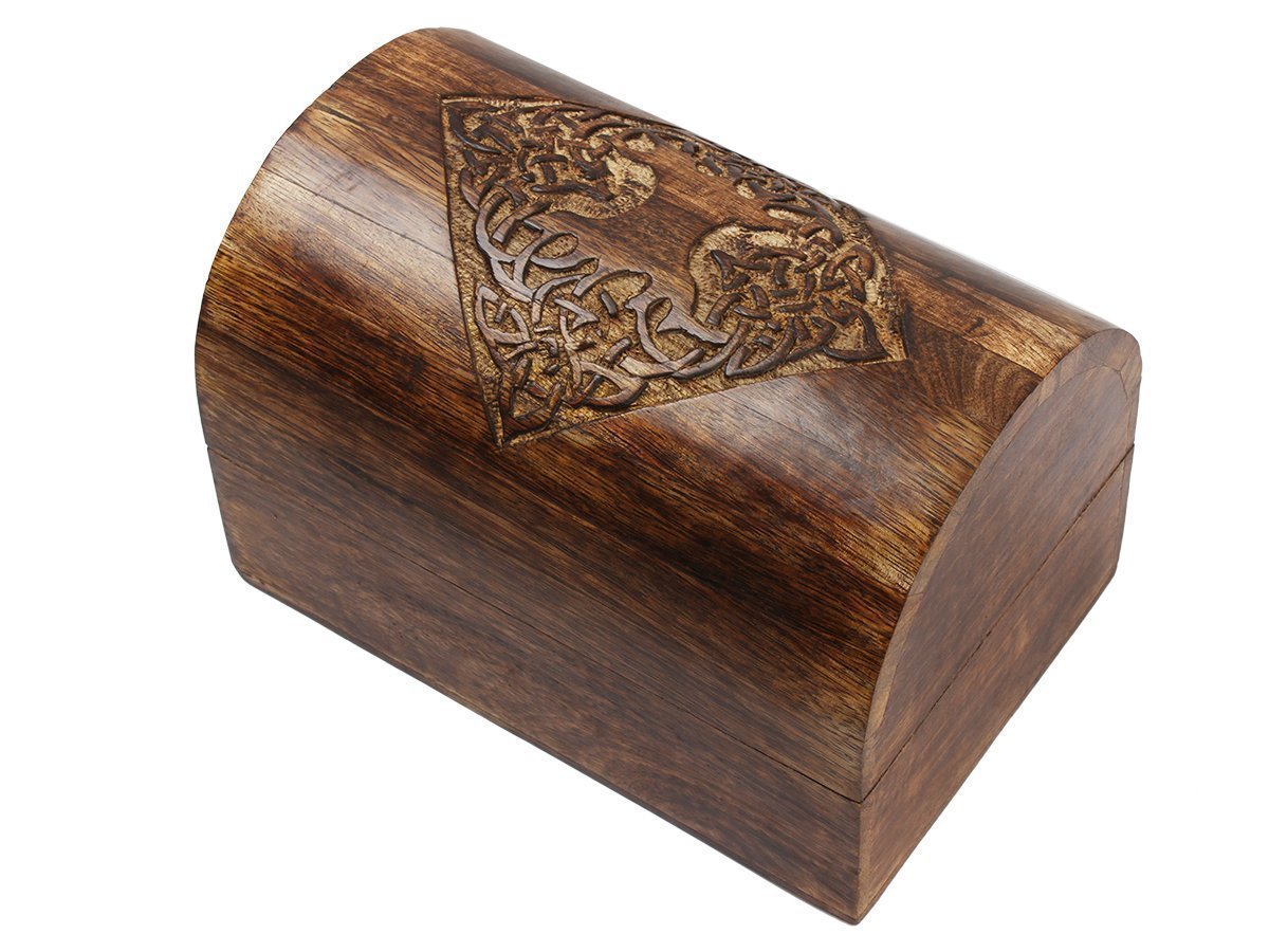 Hand Carved Wooden Jewelry Box from India - Artisan Crafted Keepsake Storage Box for Jewelry, Rings & Memories | Traditional Brown Wood Memory Box for Home Décor, Wedding Gifts & Travel Organizer
