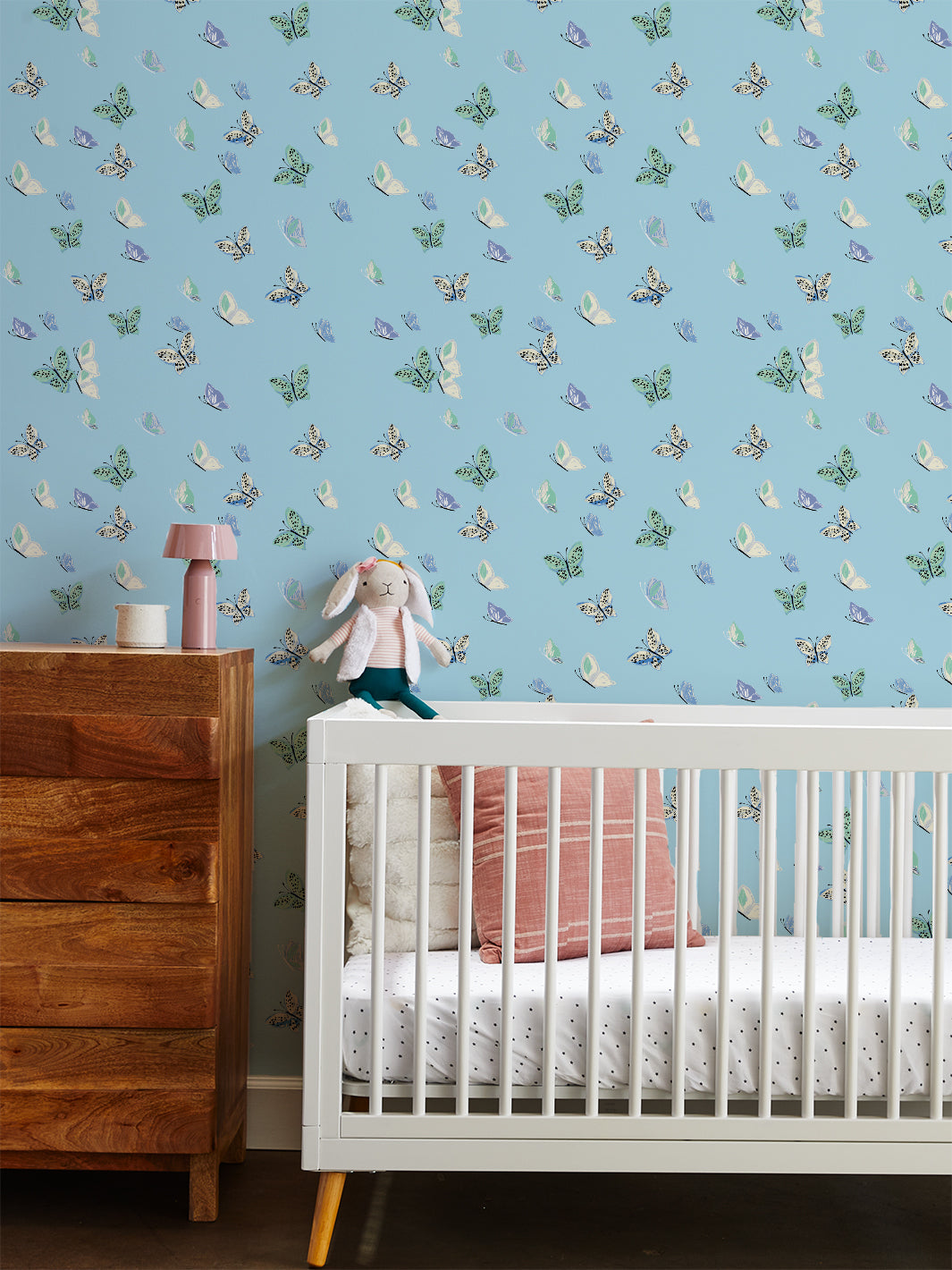 Mariposa Butterfly Wallpaper - Baby Blue Floral Design by Tea Collection | Perfect for Nursery, Bedroom & Home Decor