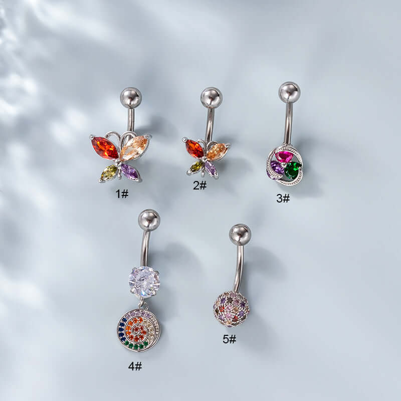 14G Surgical Steel Navel Ring - Sparkling Belly Button Piercing Jewelry for Women | Perfect for Everyday Wear, Parties & Body Piercing Collection | HSPJ748