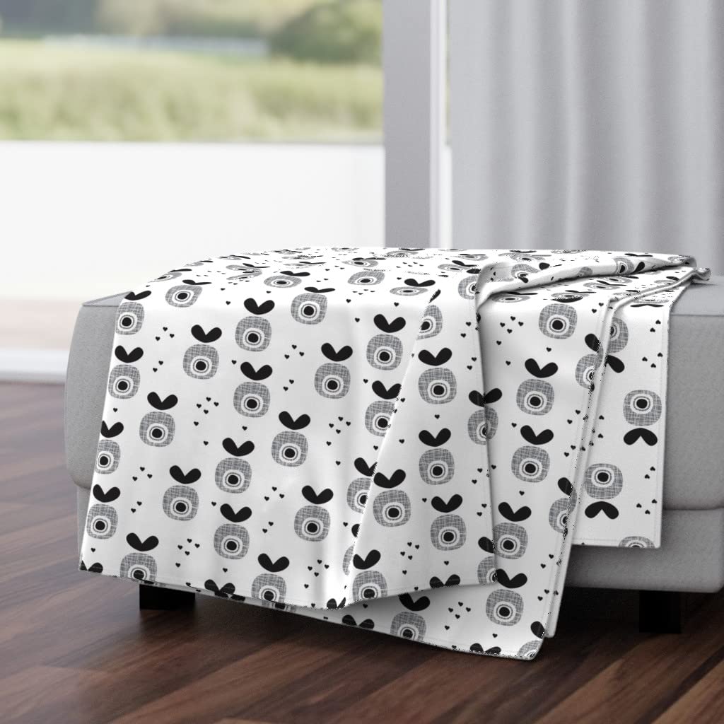 Luxe Velvet Throw Blanket 50x70 Inches - Abstract Retro Fruit Black White Scandinavian Print | Soft Cozy Blanket for Sofa, Bed, Dorm Decor | Vintage Home Decor Gift