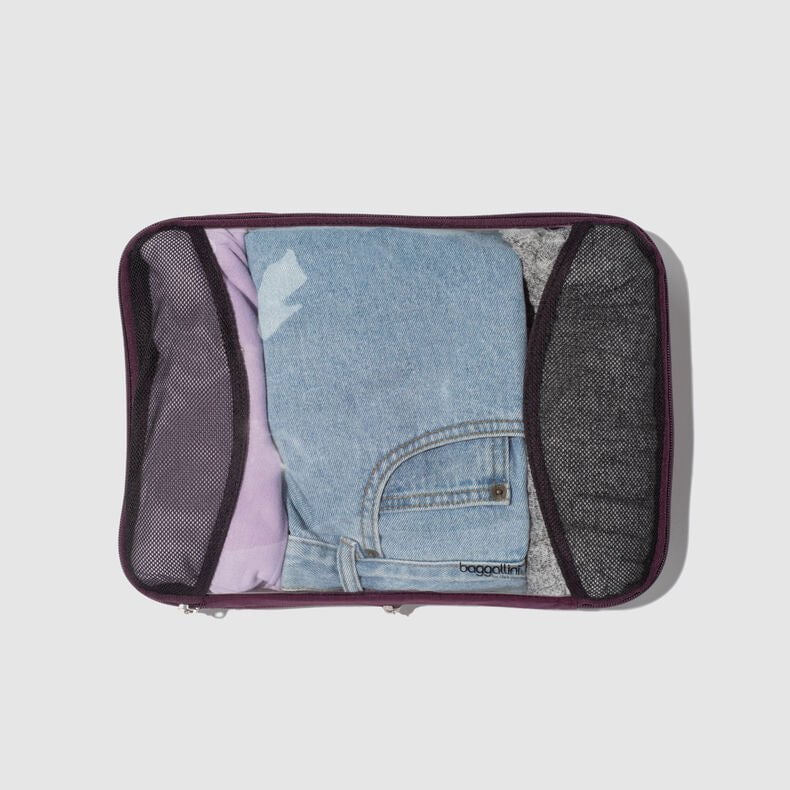 Baggallini 2 Medium & 1 Large Compression Packing Cubes for Travel - Space Saving Organizers for Suitcases, Backpacks & Carry-On Luggage