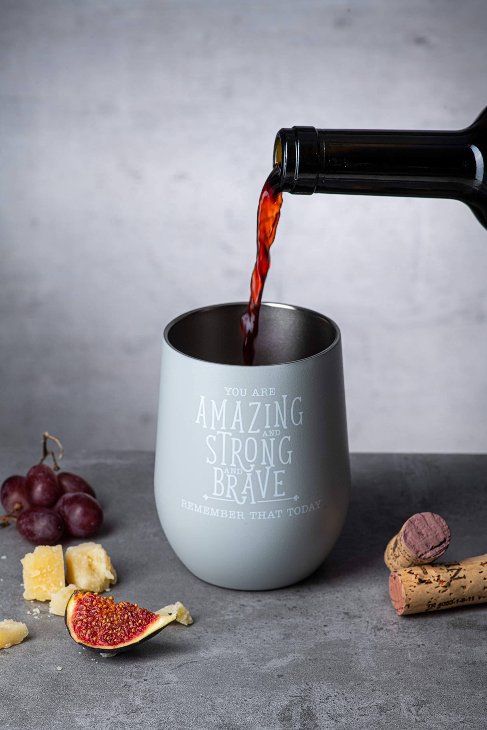 **DIVERSEBEE Insulated Wine Tumbler with Lid - Inspirational Thank You Gift for Women, Best Friend, Mom, Wife, Girlfriend, Coworker, Nurse - Glacier Gray - Perfect for Birthdays, Holidays & Encouragement Gifts**