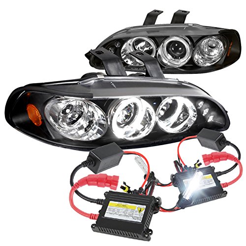Black Civic EG 2D/3D LED Projector Headlights with Slim HID Lamps - High Performance Lighting Upgrade for Honda Civic EG - Perfect for Night Driving & Car Customization