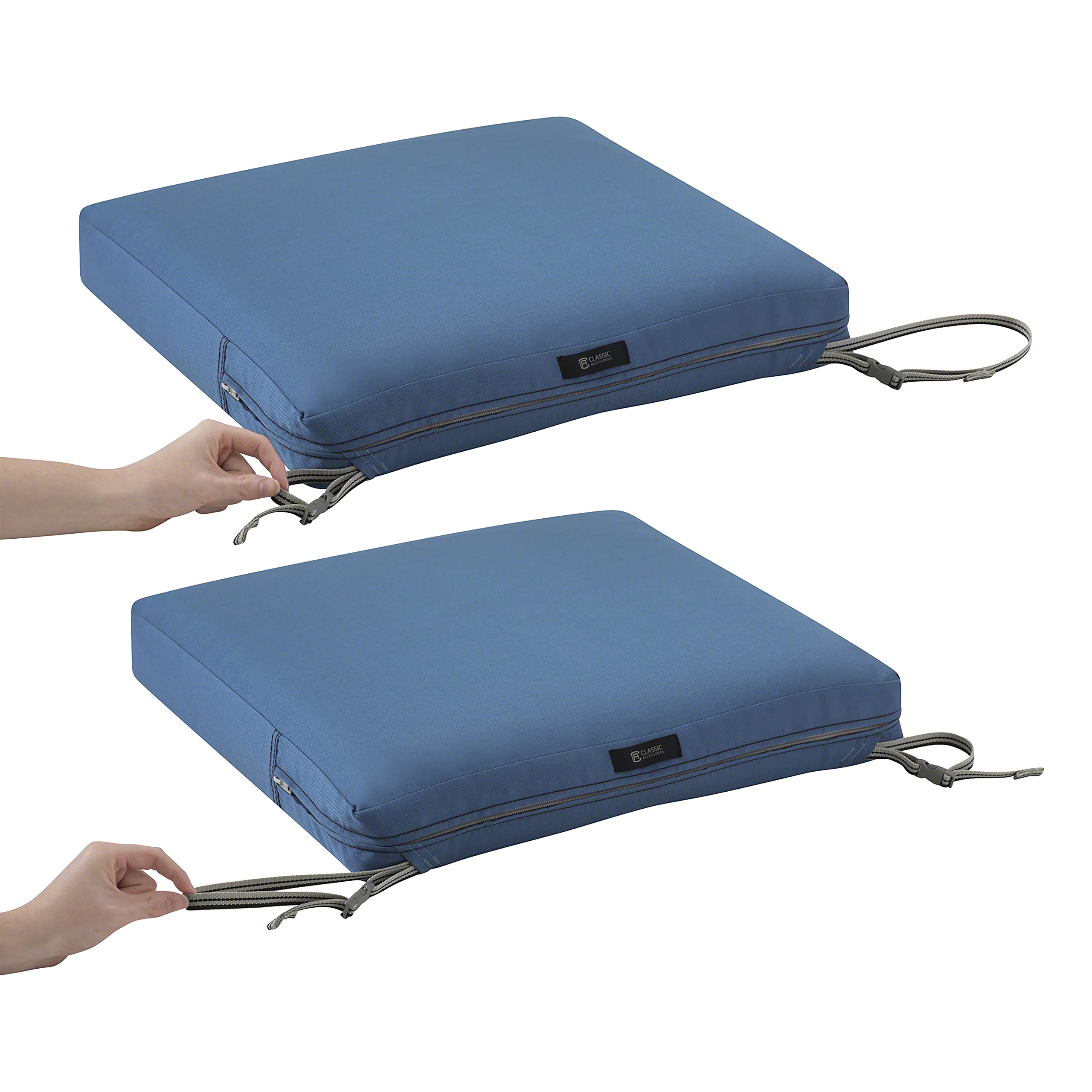 Classic Accessories Ravenna Water-Resistant Outdoor Chaise Lounge Cushion - 80 x 26 x 3 Inches, Empire Blue - Weatherproof Patio Furniture Cushion for Poolside, Deck, and Backyard Relaxation