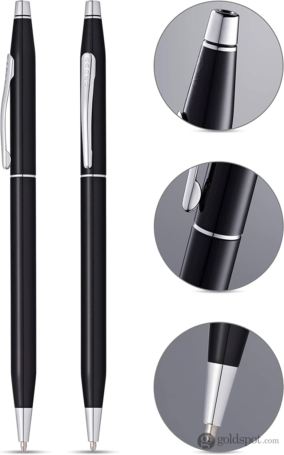 Premium Classic Century Ballpoint Pen - Glossy Black PVD Finish with Chrome Trim - Elegant Writing Instrument for Business, Gifts & Everyday Use