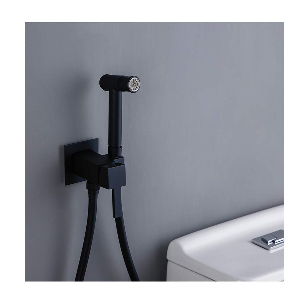 YHJZSM Black Bidet Sprayer Kit - Portable Brass High Pressure Bidet Sprayer for Hot & Cold Water, Wall Mounted Brass Bidet Sprayer - Perfect for Bathroom Hygiene, Toilet Cleaning & Baby Care