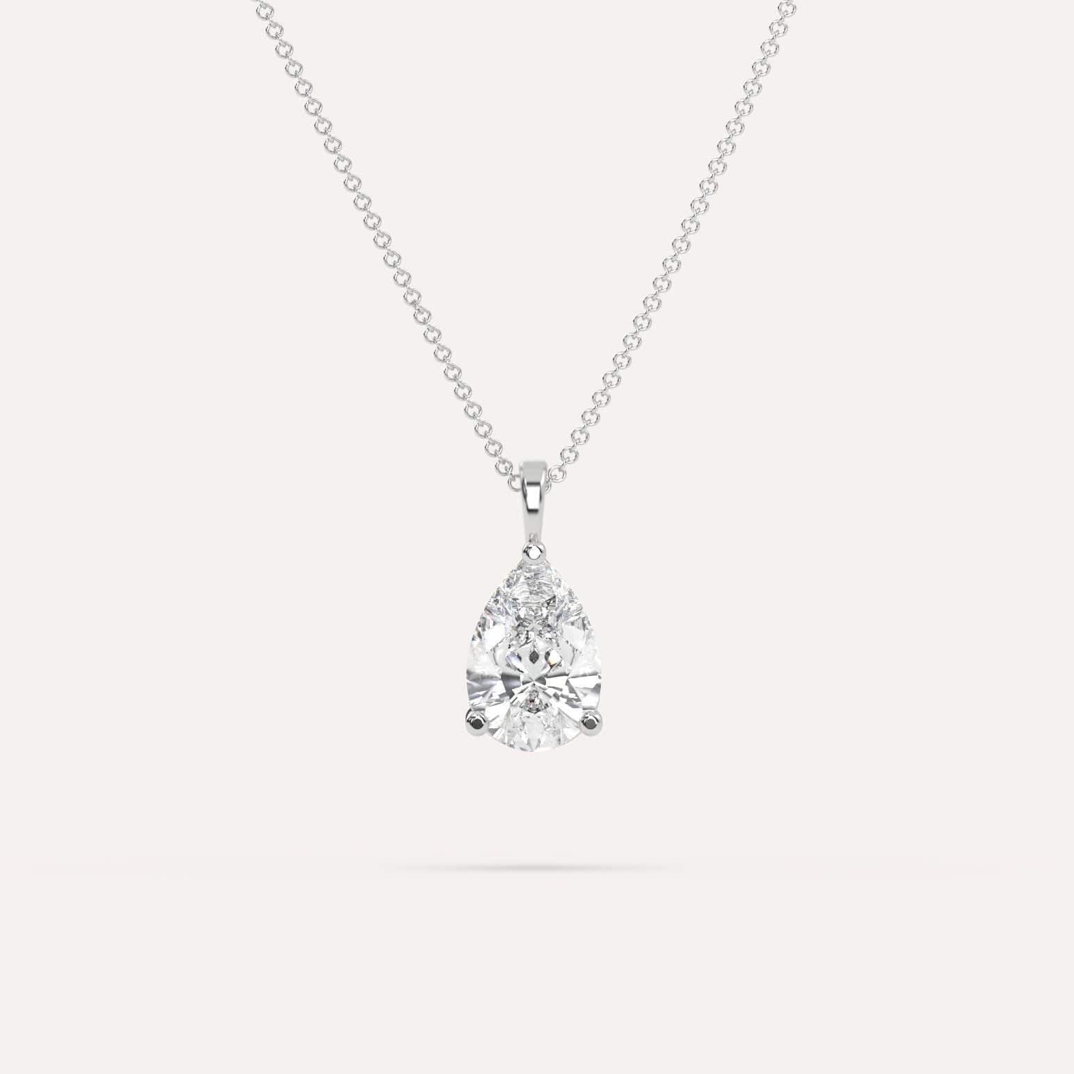 2 Carat Pear-Shaped Diamond Pendant Necklace - 14K White Gold Solitaire Jewelry for Women - Perfect for Weddings, Anniversaries & Special Occasions