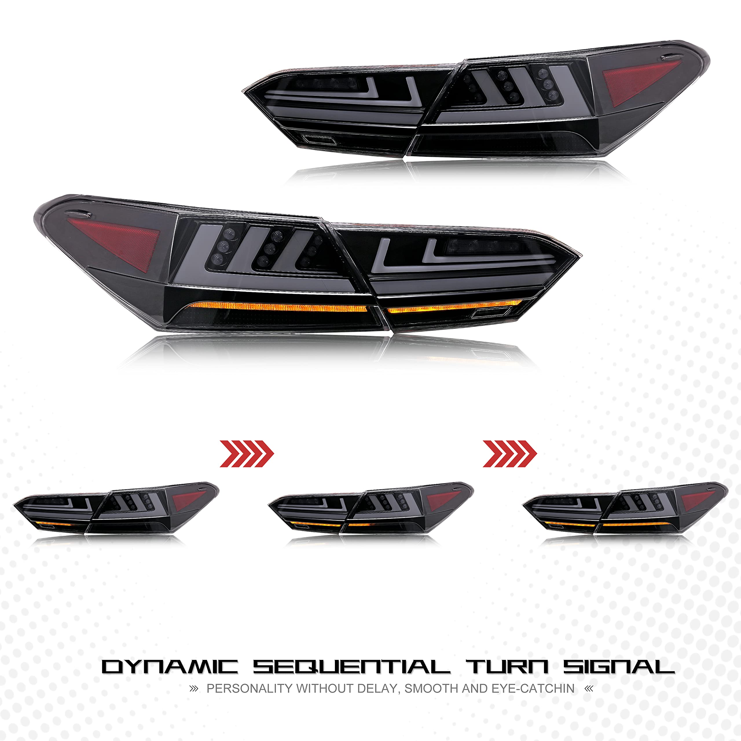 2018-2023 Toyota Camry LED Tail Lights - DRL Brake Turn Signal Assembly with Start Up Animation (Clear) - Perfect for Night Driving & Custom Car Upgrades