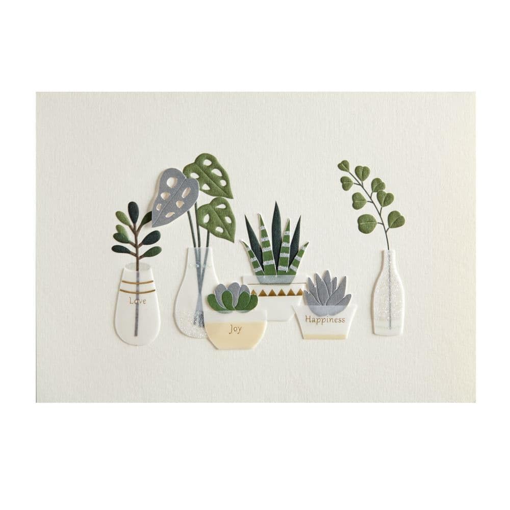 Elegant Row of Vases and Plants Birthday Card - Floral Greeting Card for Women, Friends, Mom - Perfect for Birthday Wishes, Home Decor, and Special Occasions
