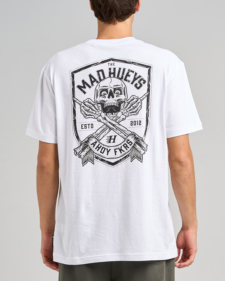 The Mad Hueys AHOY FKRS SHIELD Short Sleeve T-Shirt | Men's Graphic Tee for Surfing, Beach & Casual Wear