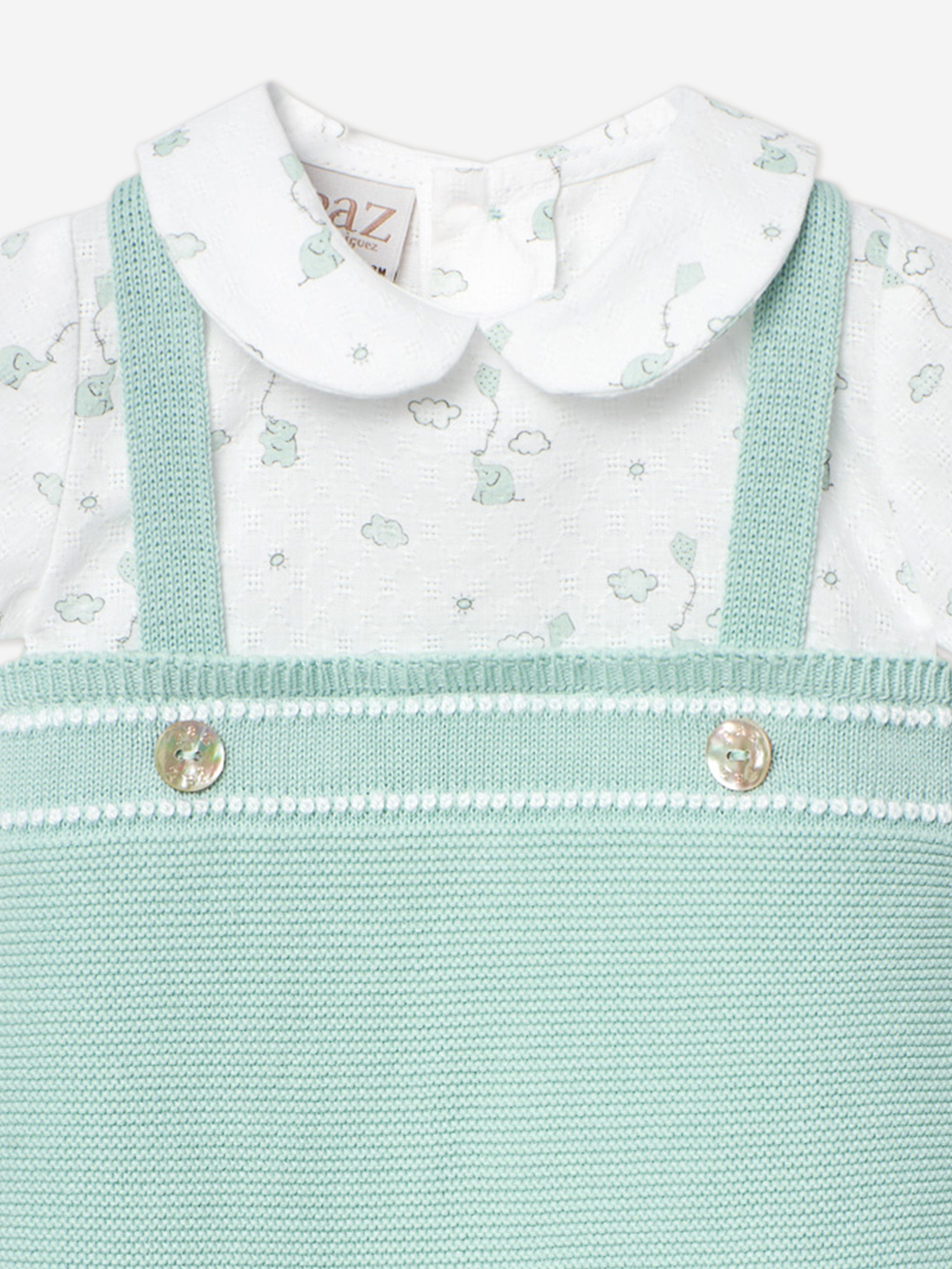 Adorable Green Knitted Romper for Baby Boys - Soft & Comfortable Outfit for Newborns, Infants - Perfect for Family Photos, Playdates & Special Occasions