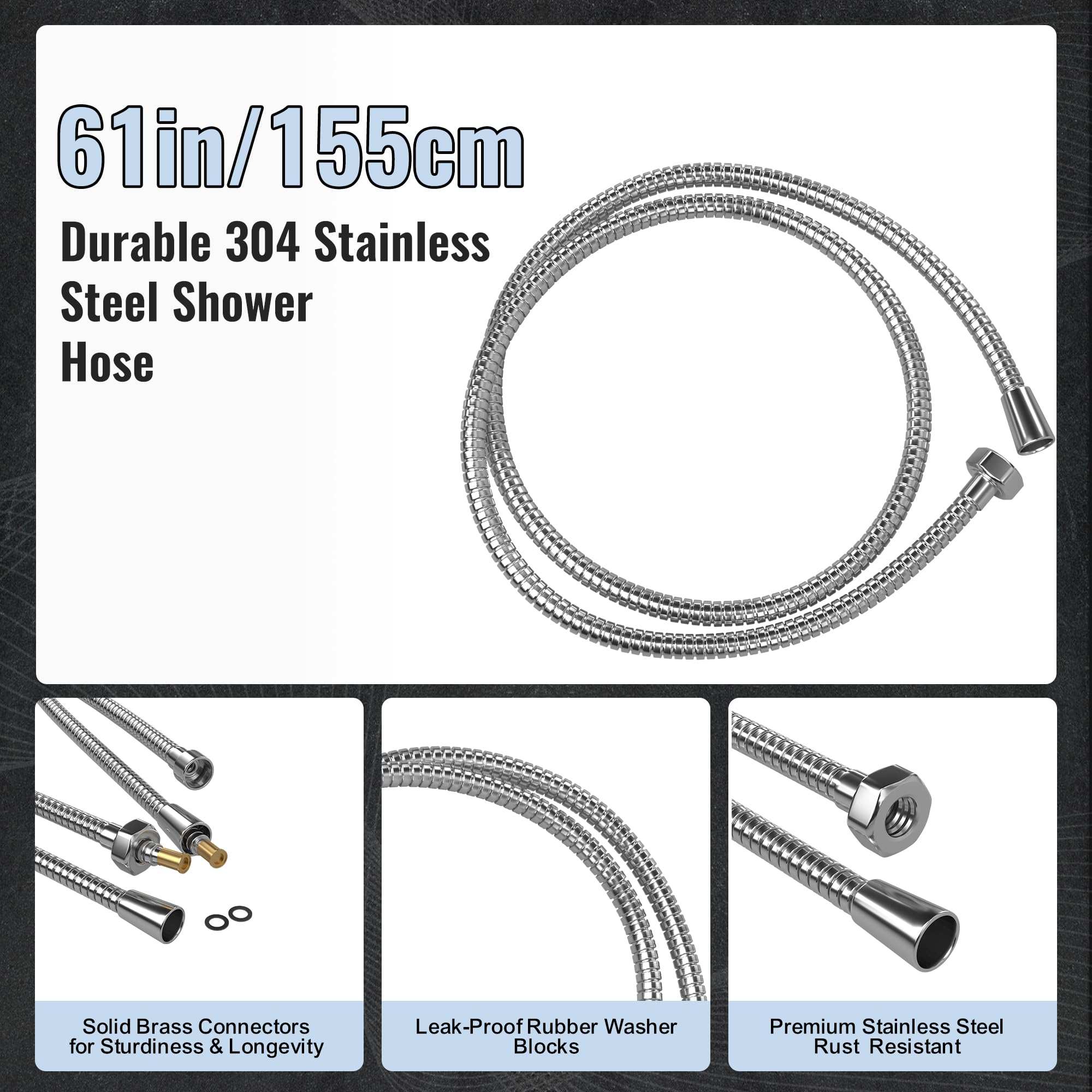 TRE Home High Pressure Shower Head with Handheld Spray - 10 Function Detachable Shower Head with Hose for Bathroom, Spa & Pet Washing (Water Saving & Easy Installation)
