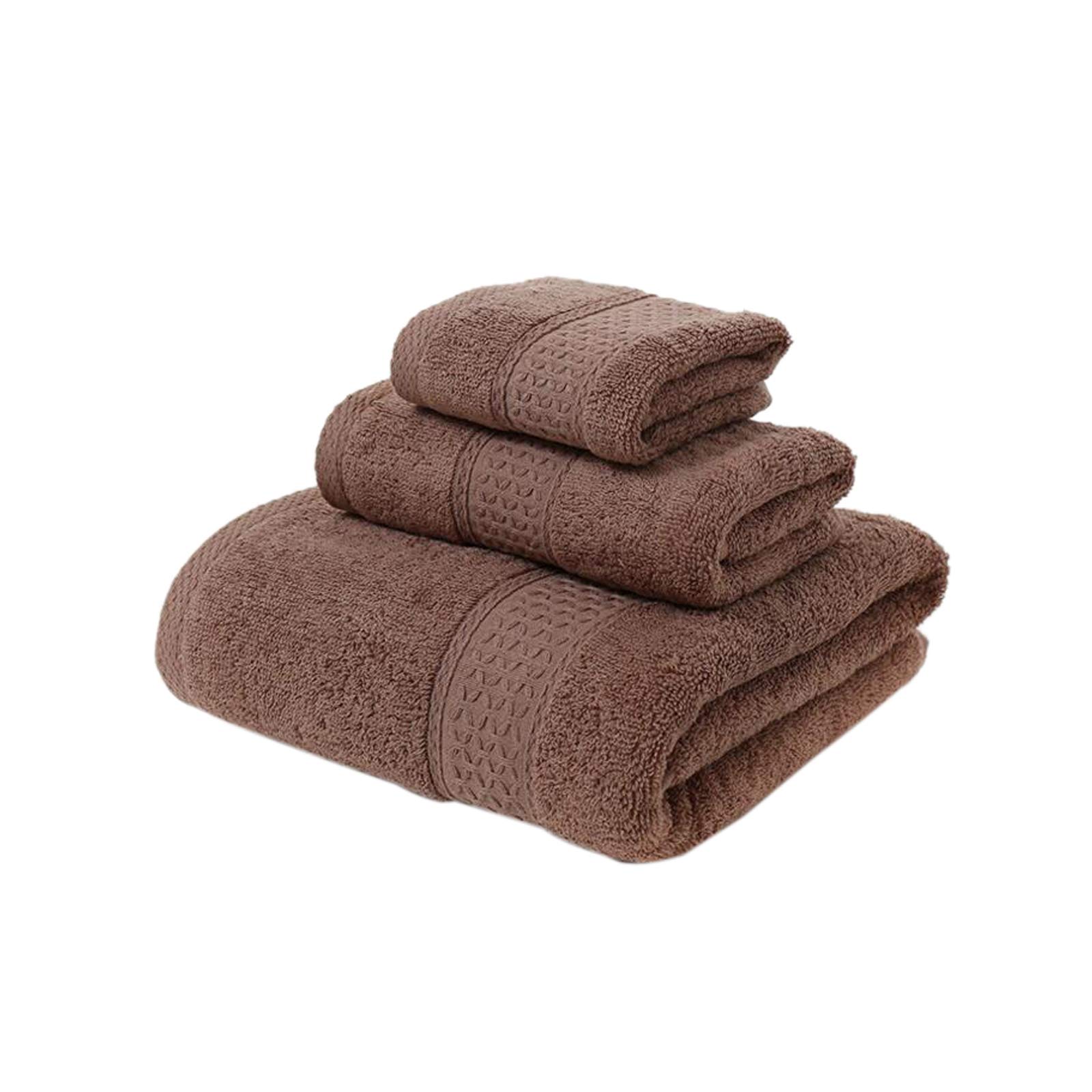 Premium 3-Piece Cotton Towel Set - 1 Bath Towel & 2 Hand Towels | Ultra Absorbent, Soft & Quick-Drying | Perfect for Bathroom, Spa & Gym Use (Coffee Brown)