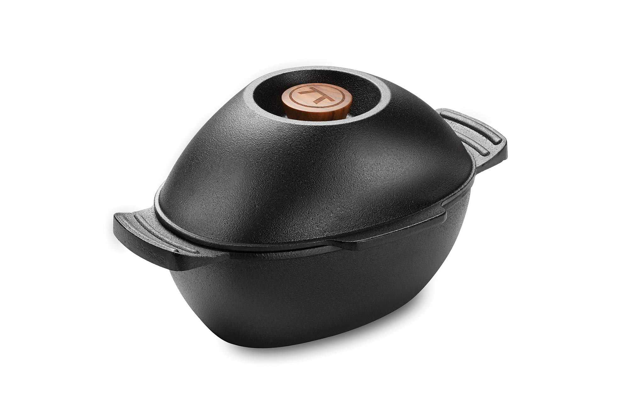 Premium 2.5 Quart Cast Iron Seafood & Mussel Cooking Pot with Lid - Black Dutch Oven for Steaming, Boiling & Serving Shellfish | Perfect for Clams, Oysters, Crab & Seafood Feasts at Home or Restaurants