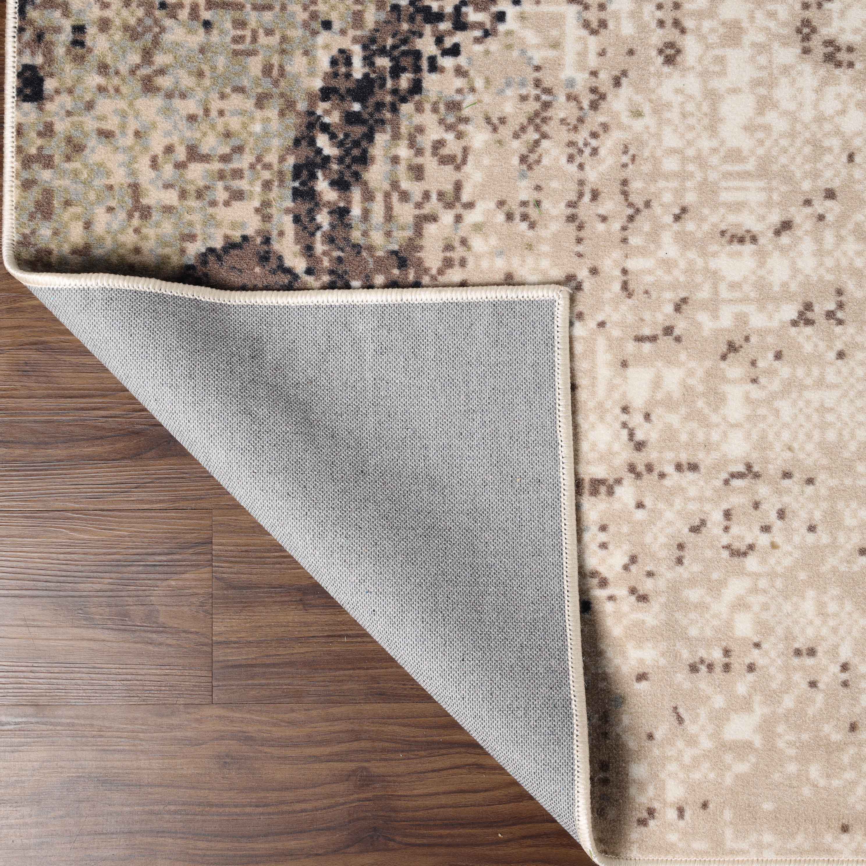 Bristol Distressed Abstract Damask Indoor Area Rug - Non-Slip Living Room Carpet Runner for Bedroom, Hallway & Entryway Decor
