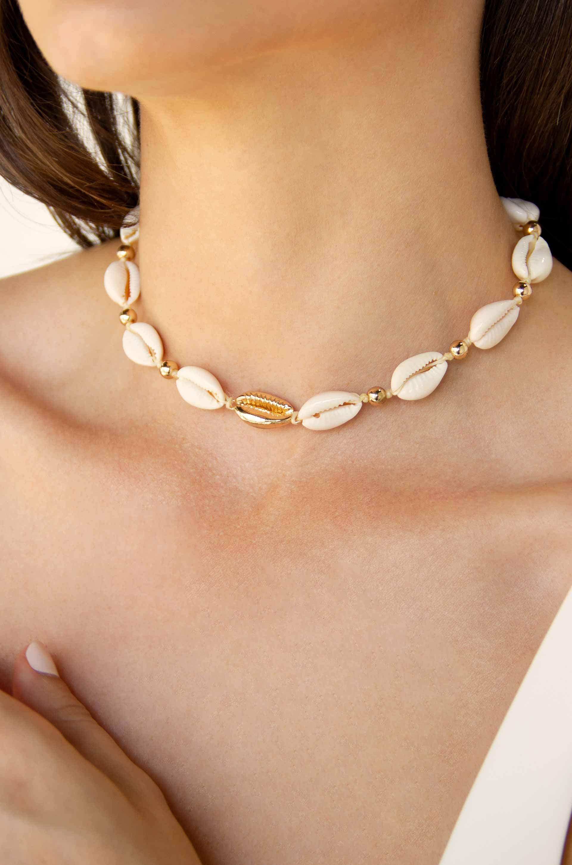 Out to Sea Cowrie Shell Necklace - Handmade Beach Jewelry for Women, Boho Chic Summer Accessory | Perfect for Vacations, Weddings & Coastal Styling