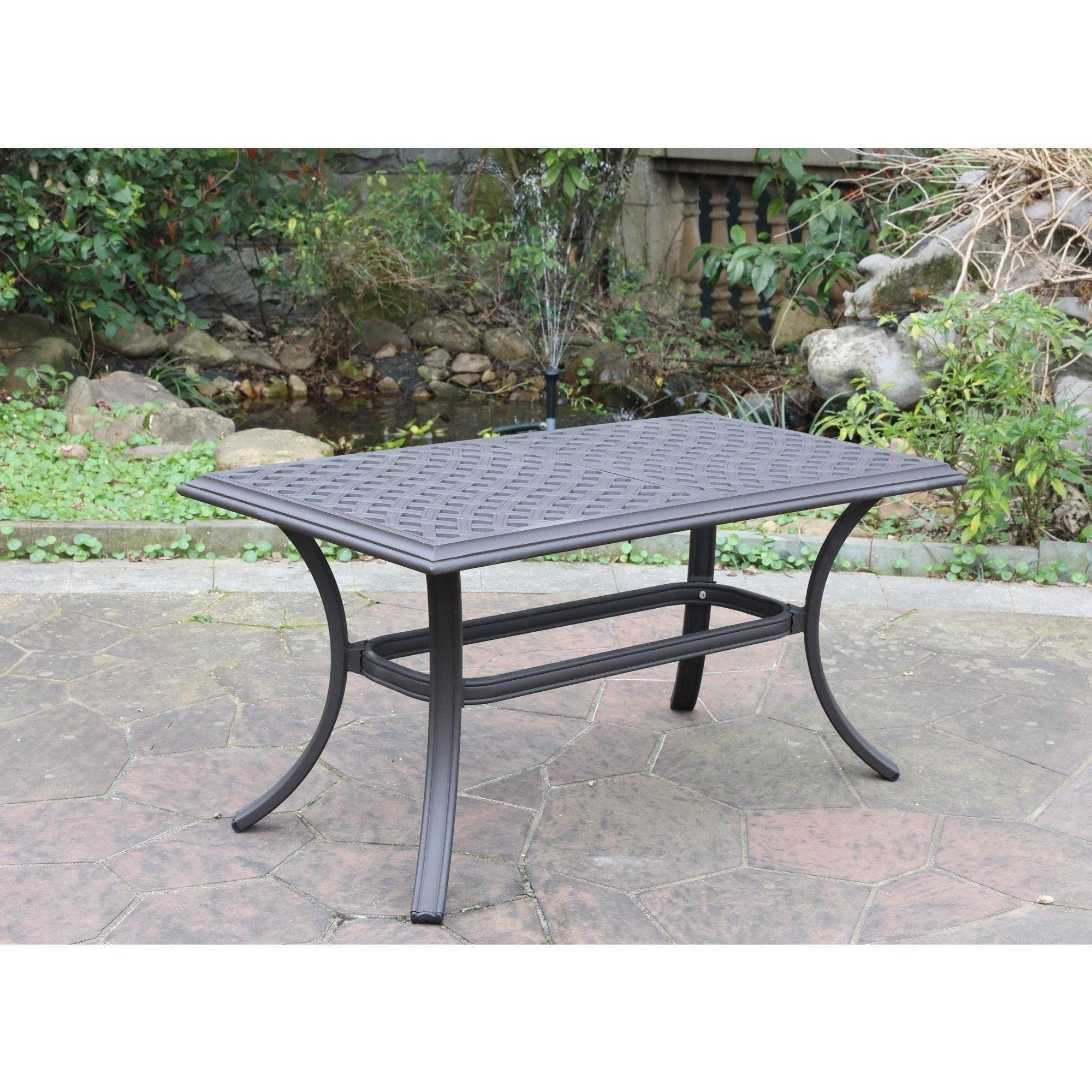 21x42 Inch All-Weather Aluminum Outdoor Coffee Table - Rust-Resistant Rectangular Patio Table for Deck, Backyard, Garden & Poolside (Espresso Brown) | Perfect for Outdoor Entertaining, Lounging and Poolside Relaxation
