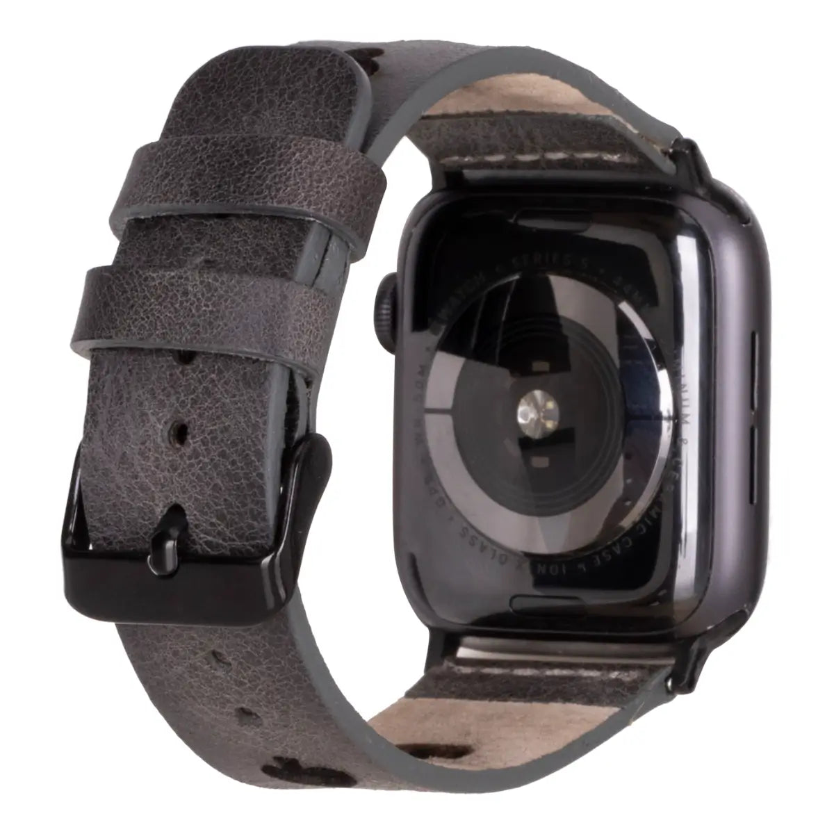 Premium Burnished Gray Leather Sport Band for Apple Watch - Stylish & Durable Replacement Strap for Workouts, Running & Everyday Wear