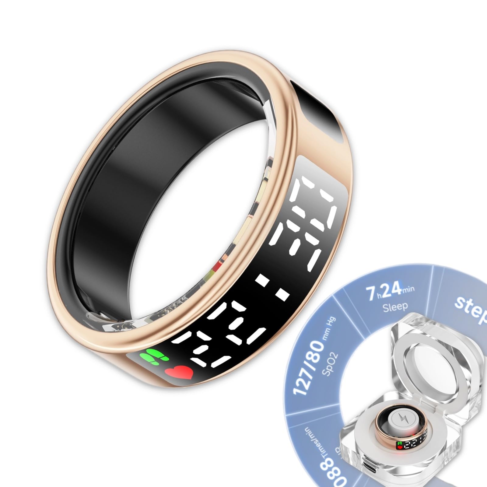 Smart Ring with Heart Rate & Sleep Tracker - IP68 Waterproof for Fitness & Remote Photography