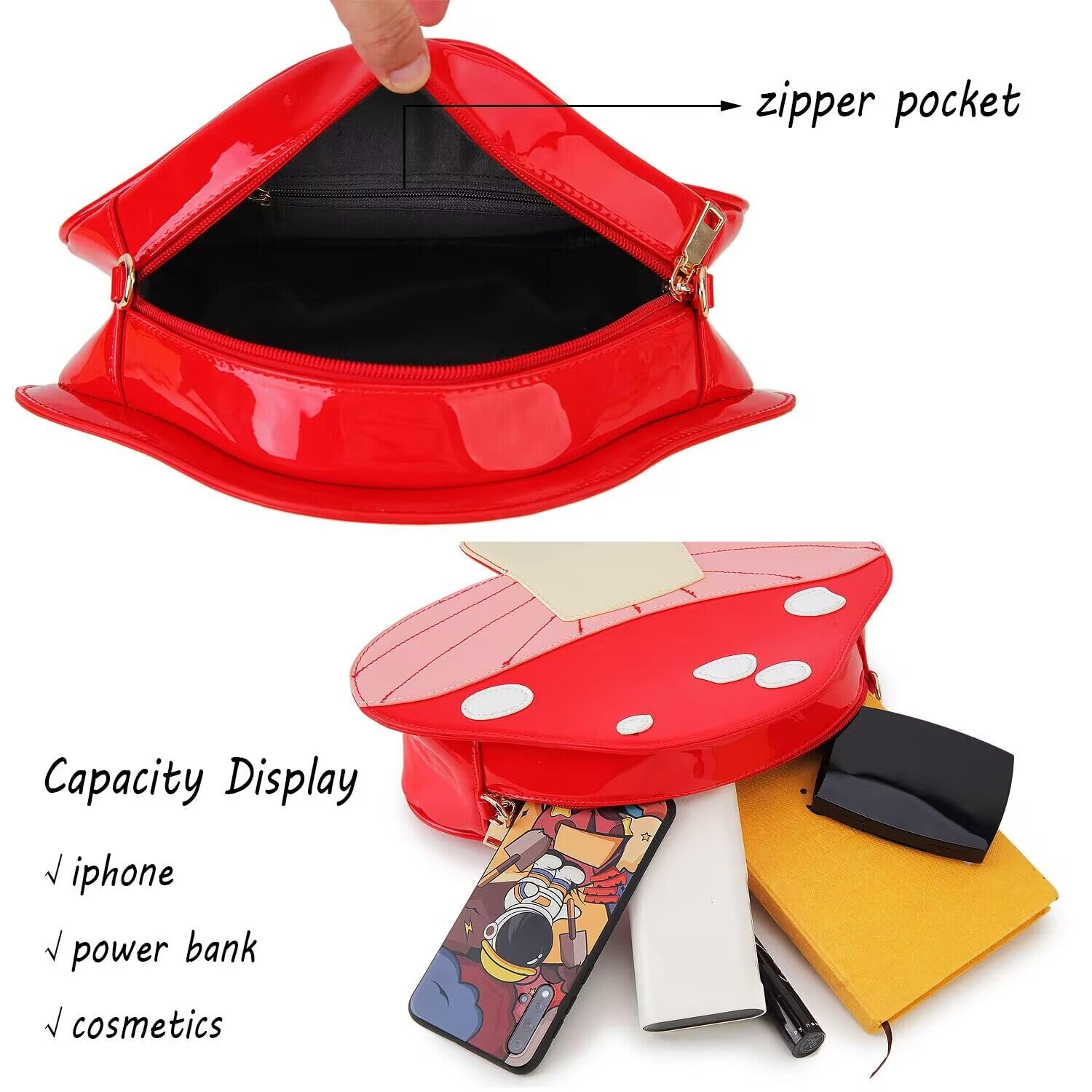 Funny Mushroom Shaped Backpack for Women - Cute Crossbody Shoulder Bag Purse - Perfect for Cosplay, Anime Conventions & Daily Use