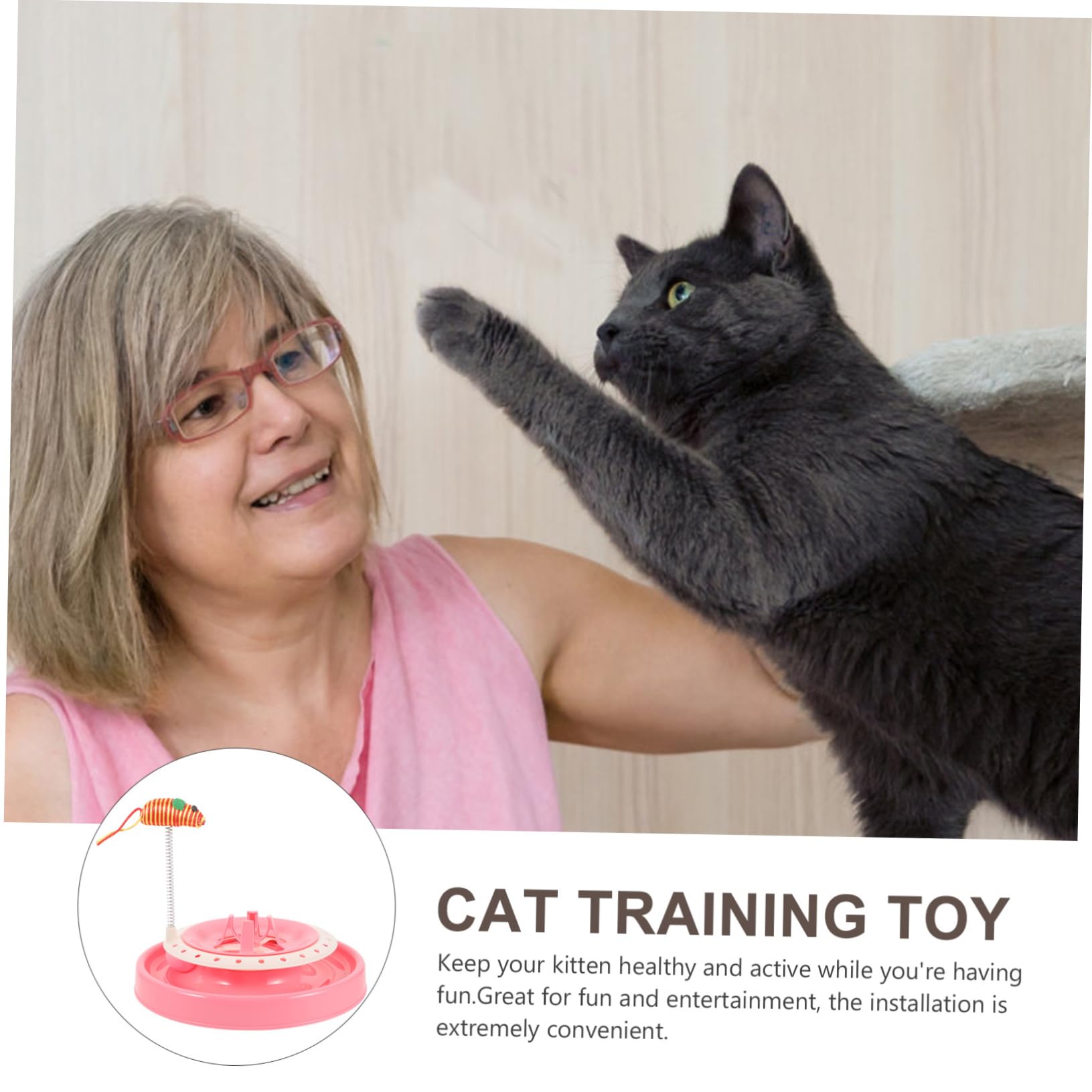 Balacoo Automatic Rotating Cat Toy - Interactive Spring Teaser Toy with Roller & Balance Game for Kittens - Fun Indoor Play for Active Cats