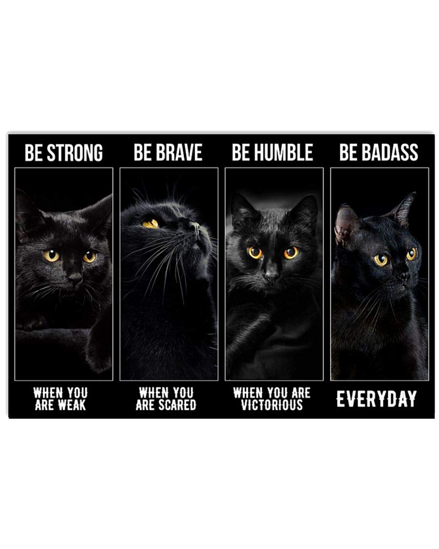 Black Cat Wall Art - Motivational Poster for Cat Lovers | Home & Office Decor