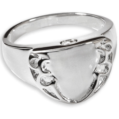 Personalized Engravable Shield Cremation Ring - Memorial Jewelry for Ashes - Perfect for Honoring Loved Ones at Funerals, Memorials & Special Occasions