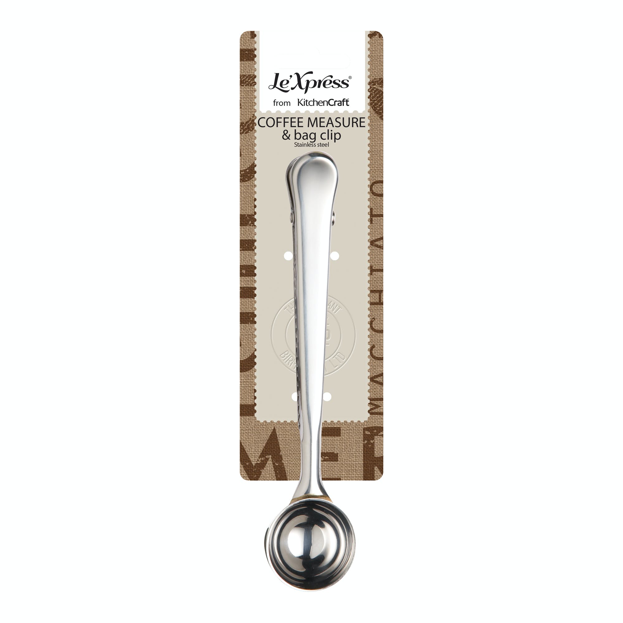Le'Xpress Premium Stainless Steel Coffee Scoop & Bag Clip - Perfect for Measuring Coffee Grounds and Keeping Food Fresh in Kitchen, Camping, or Travel