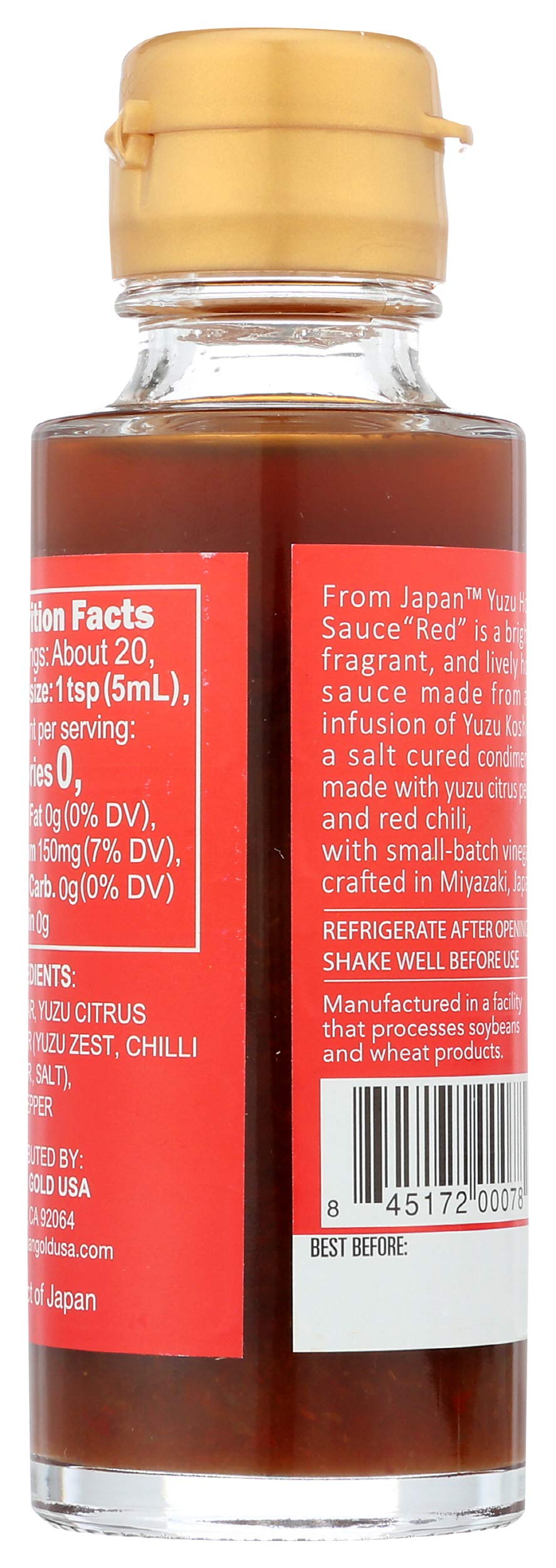 Authentic Japanese Muso Yuzu Hot Sauce - 3.4 fl oz Bottle | Spicy Citrus Condiment for Sushi, Ramen & Asian Cuisine | Premium Red Yuzu Pepper Sauce from Japan
