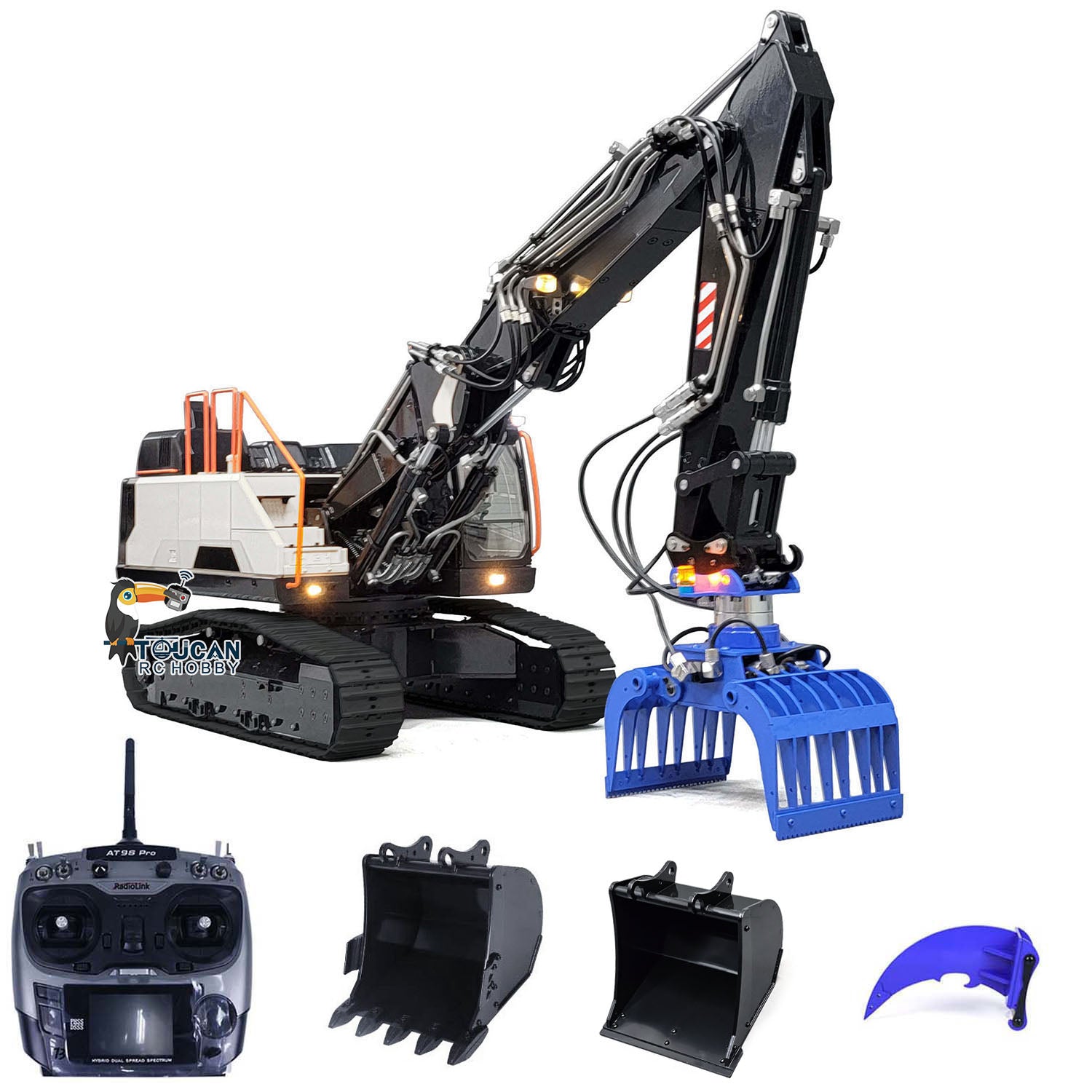 MTM 1/14 Scale EC380 RC Hydraulic Excavator - 10CH Remote Control Tracked Digger with 3 Arms & Grabber, Metal Heavy Duty Construction Toy for Adults - Perfect for Construction Simulation, Backyard Digging & RC Hobby Enthusiasts