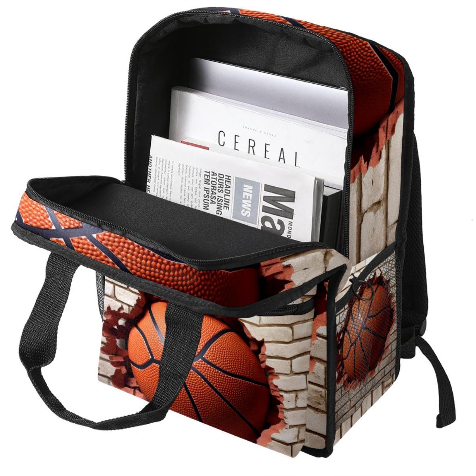 Stylish Travel & Work Backpack with Basketball Wall Texture Design - Perfect for Commuting, Gym, and Outdoor Adventures
