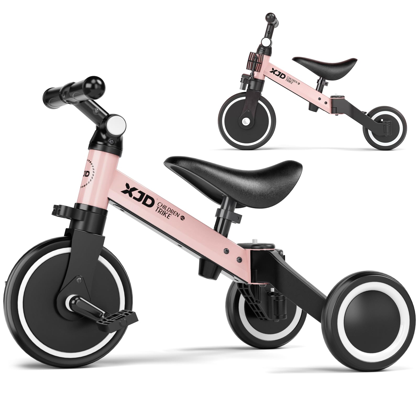 **XJD 5-in-1 Adjustable Kids Tricycle for Toddlers 12 Months to 4 Years – Convertible Baby Bike with Removable Pedals & Seat – Perfect for Indoor Play, Outdoor Rides & Learning Balance**