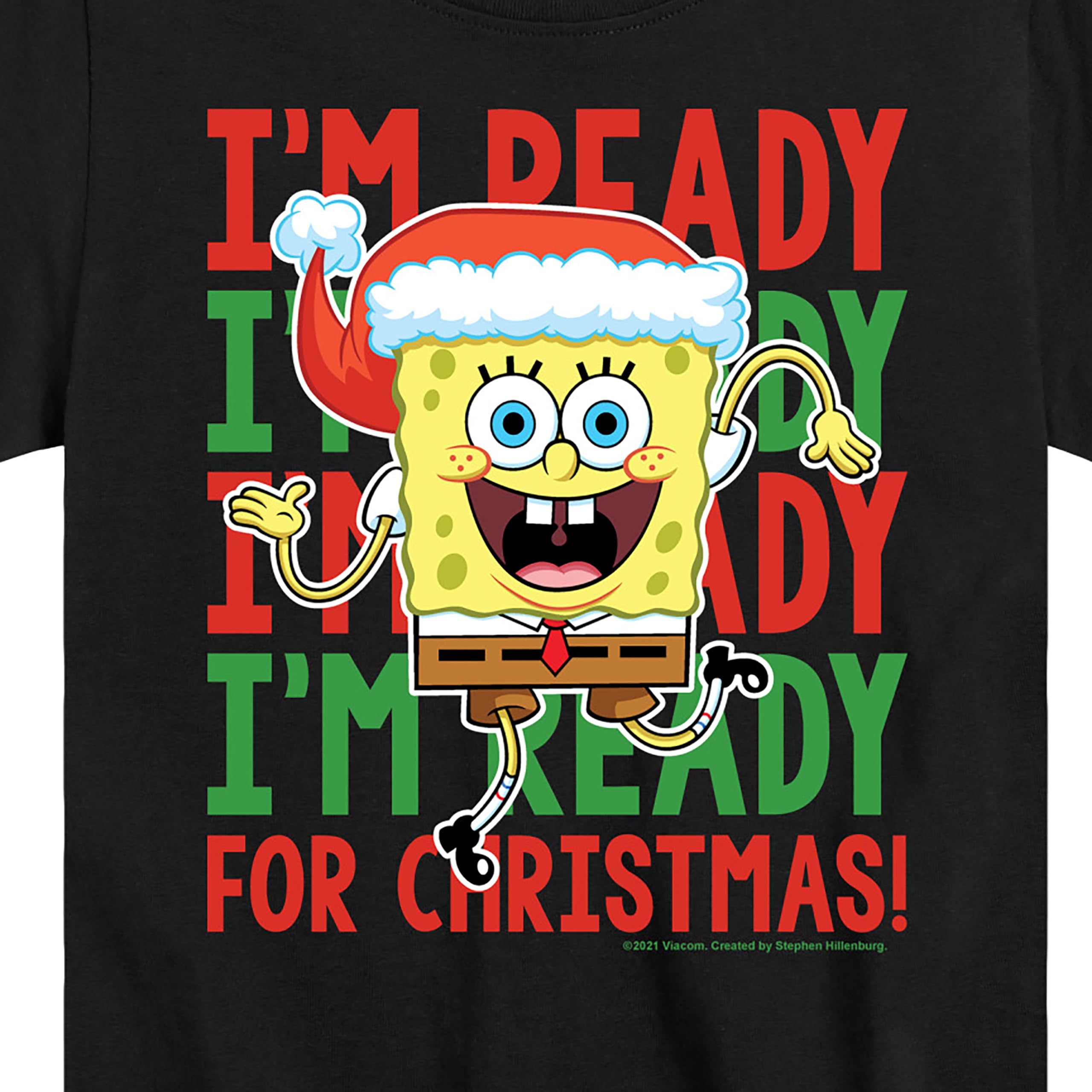 Spongebob Squarepants Christmas Graphic T-Shirt for Toddler & Youth - Festive Holiday Short Sleeve Tee - Perfect for Christmas Parties & Family Gatherings