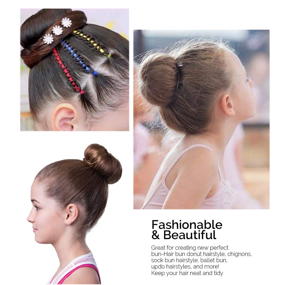 2PCS Ring Style Hair Bun Maker - 3 Inch Black Chignon Doughnut Shaper for Short & Thin Hair - Perfect for Updos, Weddings & Everyday Styling