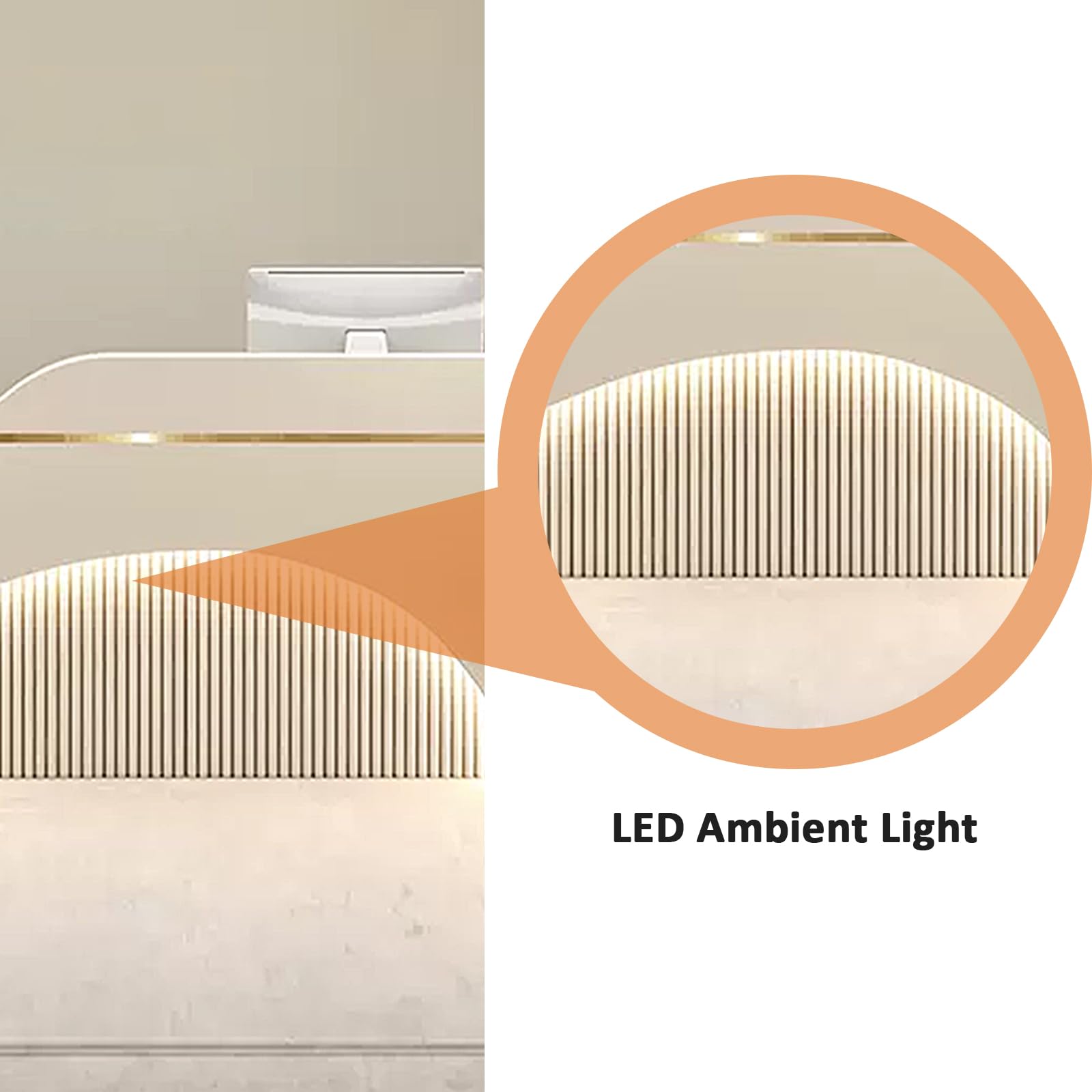 Modern Reception Desk with LED Light Strips & Wavy Panel - 72